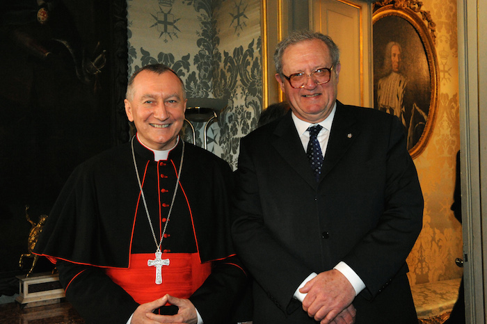 HIS MOST EMINENT HIGHNESS THE PRINCE AND GRAND MASTER OF THE SOVEREIGN ORDER OF MALTA RECEIVES EMINENCE CARDINAL PAROLIN SECRETARY OF STATE OF HIS HOLINESS